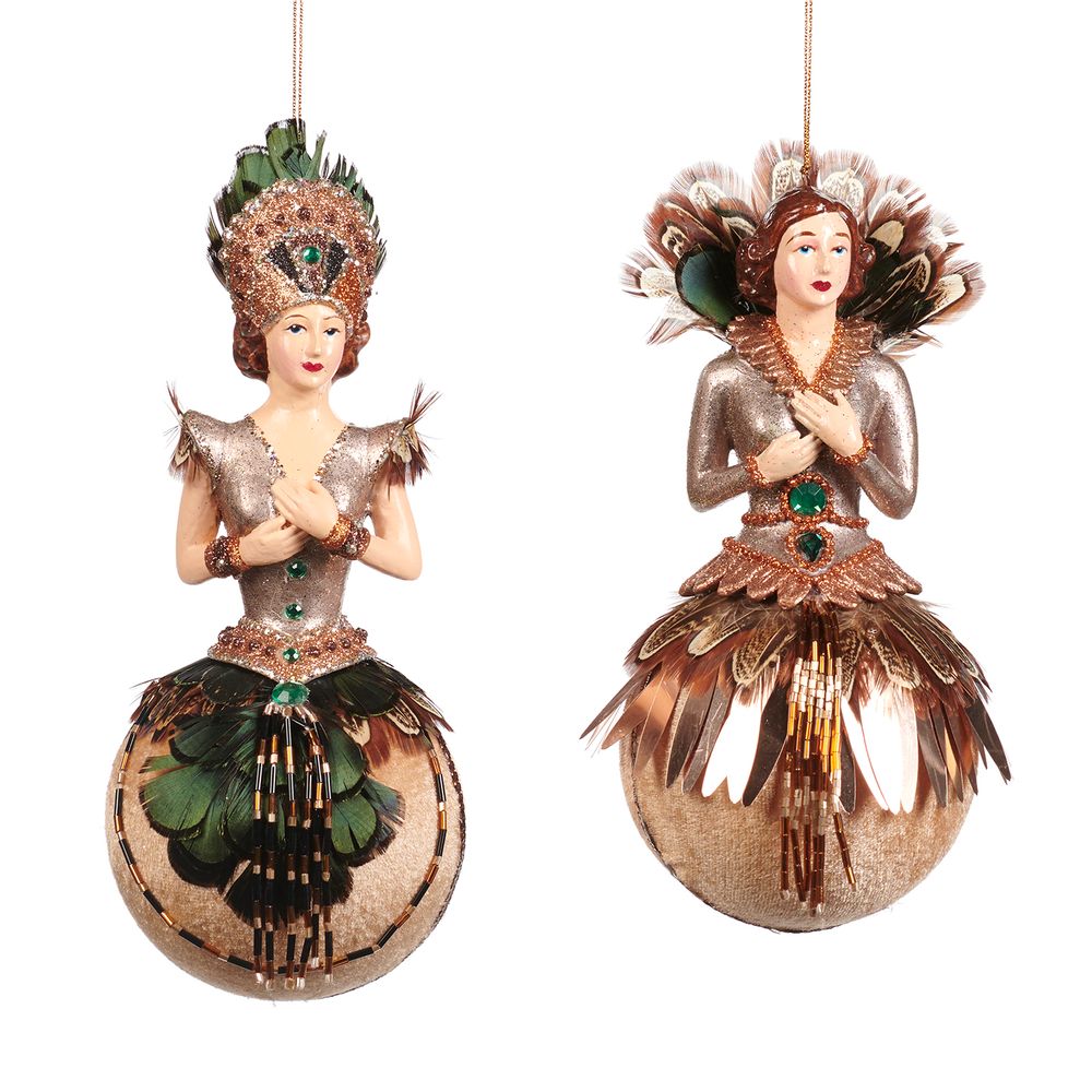 Guirlandes et boules de Noël - ART D.LADY SUR BOULE CORN CUL/2 OR/GRN/BRWN 23CM - GOODWILL M&G