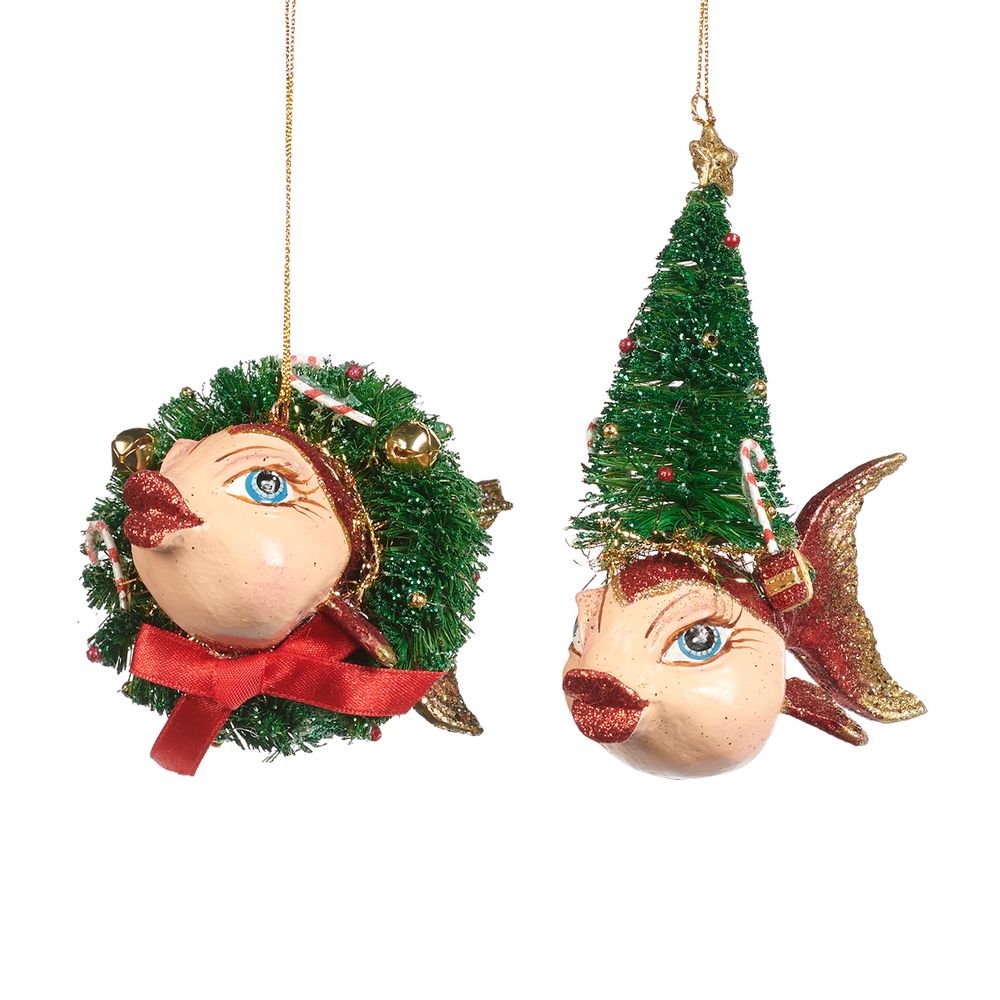 Other Christmas decorations - FISHMAS XMAS TREE/WREATH FISH ORN ASS/2 RD 10CM - GOODWILL M&G
