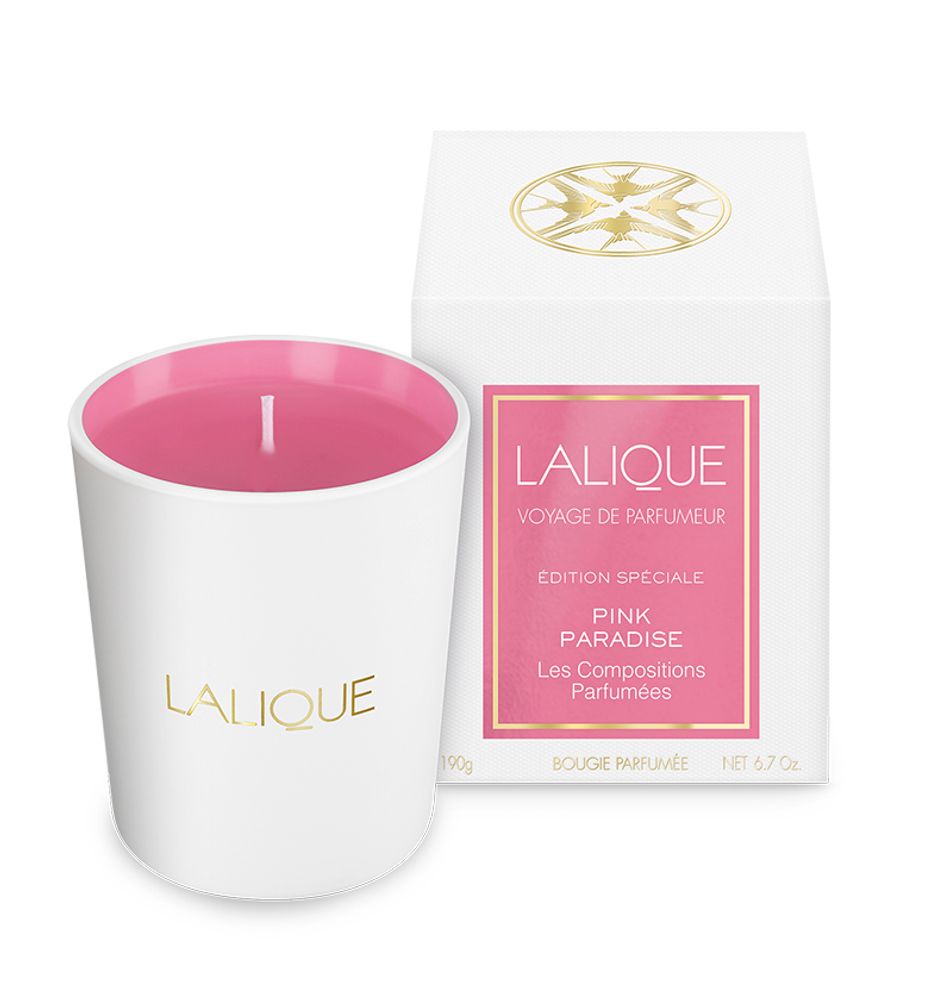 Objets de décoration - PINK PARADISE - BOUGIE PARFUMÉE. - LALIQUE VOYAGE DE PARFUMEUR