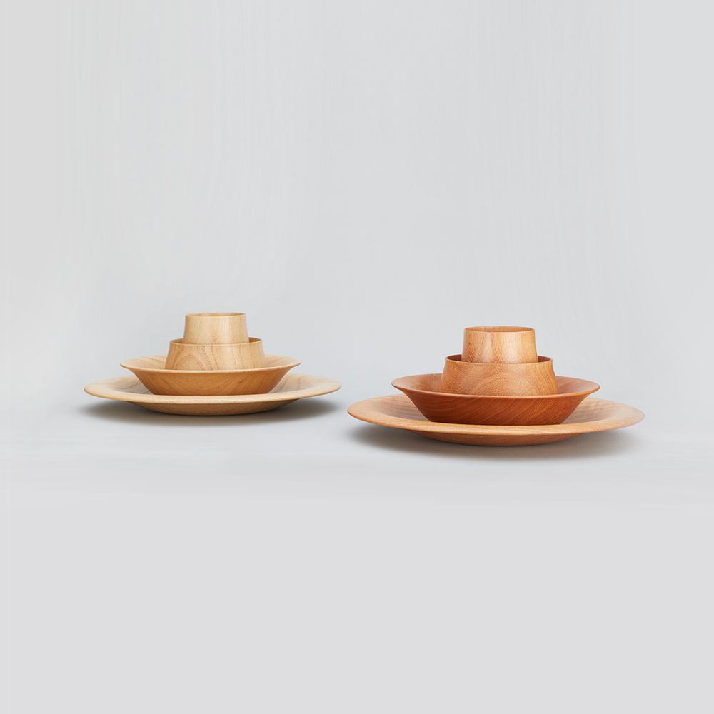 Assiettes de réception - Ensemble d'assiettes en bois Paulownia <FLOWER> - PAULOWNIA FURNITURE AZUMA CO.,LTD.