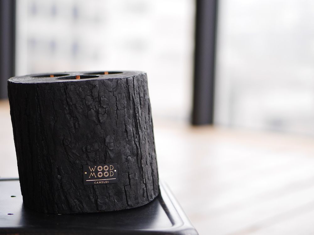 Objets de décoration - VOLCANO 3-en-1 | Bougie intérieure en bois brûlé, cire d'abeille et huiles naturelles | Grande bougie - WOOD MOOD