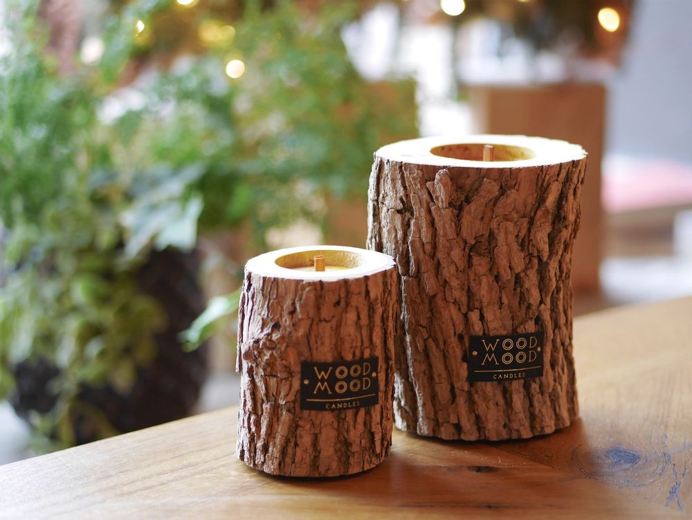 Gifts - ROCKY S | Unique candle made of wood, beeswax and natural oils | Perfect gifting size - WOOD MOOD