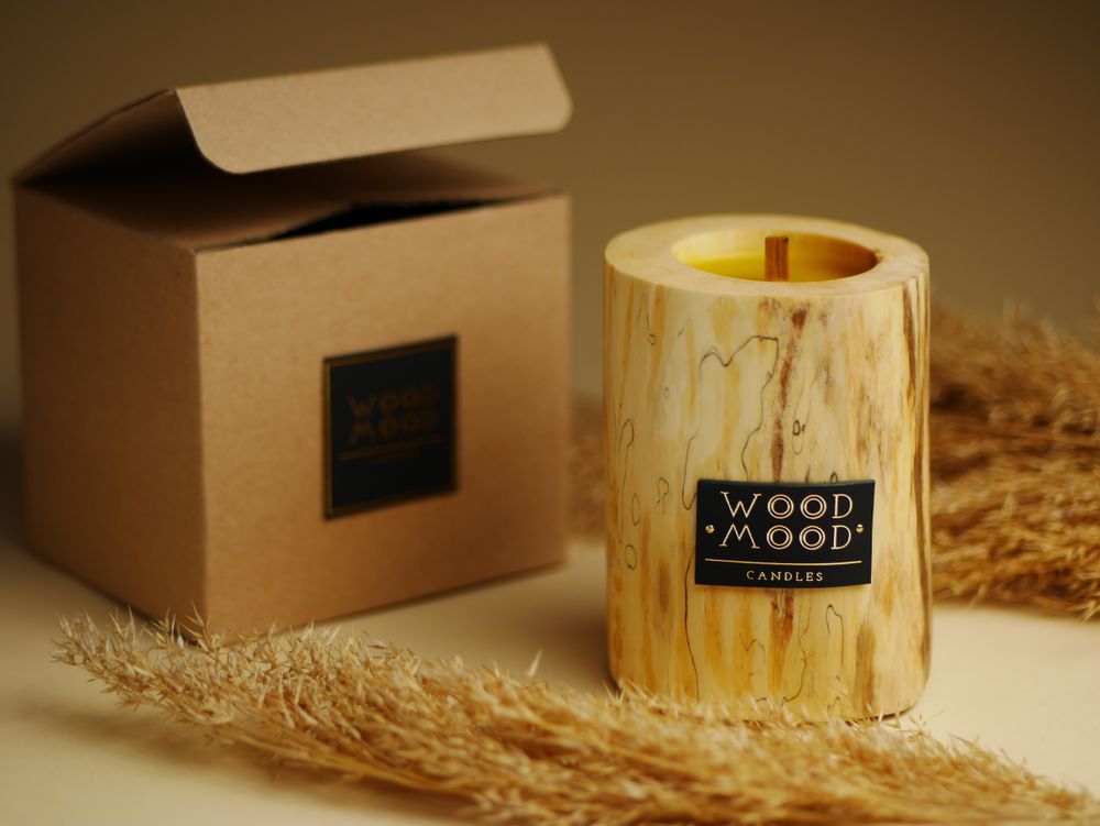 Cadeaux - UBUD S | Bougie intérieure en bois, cire d'abeille et huiles naturelles | Format cadeau parfait - WOOD MOOD