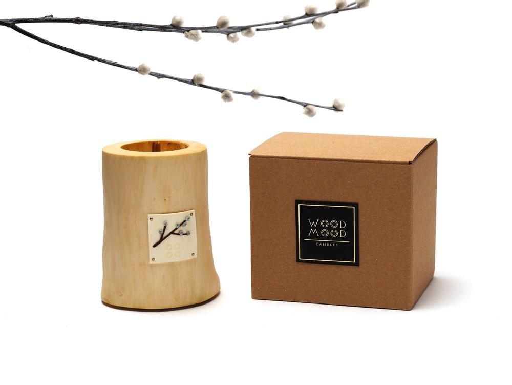 Cadeaux - VERBA S | Bougie intérieure en bois, cire d'abeille et huiles naturelles | Format cadeau parfait - WOOD MOOD