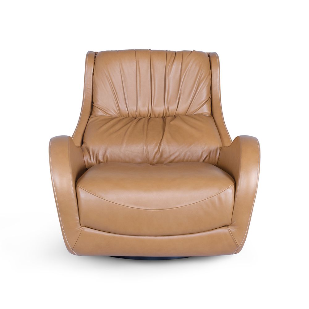 Armchairs - Greenapple Armchair, Capelinhos Armchair, Caramel Leather, Handmade in Portugal - GREENAPPLE DESIGN INTERIORS