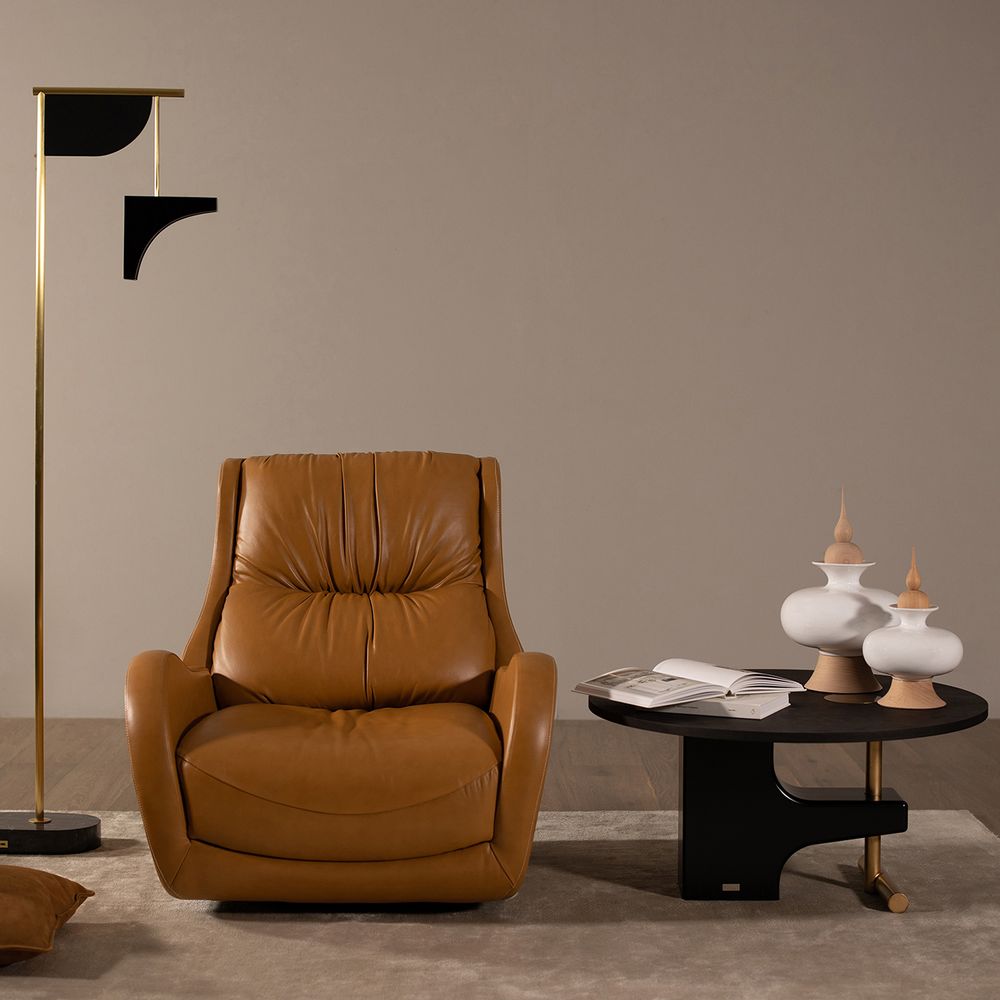 Armchairs - Greenapple Armchair, Capelinhos Armchair, Caramel Leather, Handmade in Portugal - GREENAPPLE DESIGN INTERIORS