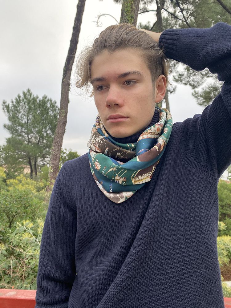 Scarves - SILK SCARF/SNOOD - MAISON BE PARISIAN