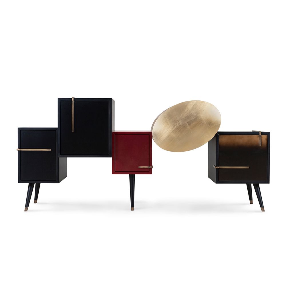Sideboards - Modern Sunshine Sideboard, Black & Bordeaux, Handmade in Portugal by Greenapple - GREENAPPLE DESIGN INTERIORS