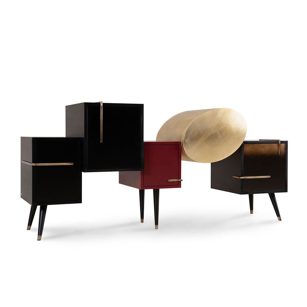 Sideboards - Modern Sunshine Sideboard, Black & Bordeaux, Handmade in Portugal by Greenapple - GREENAPPLE DESIGN INTERIORS