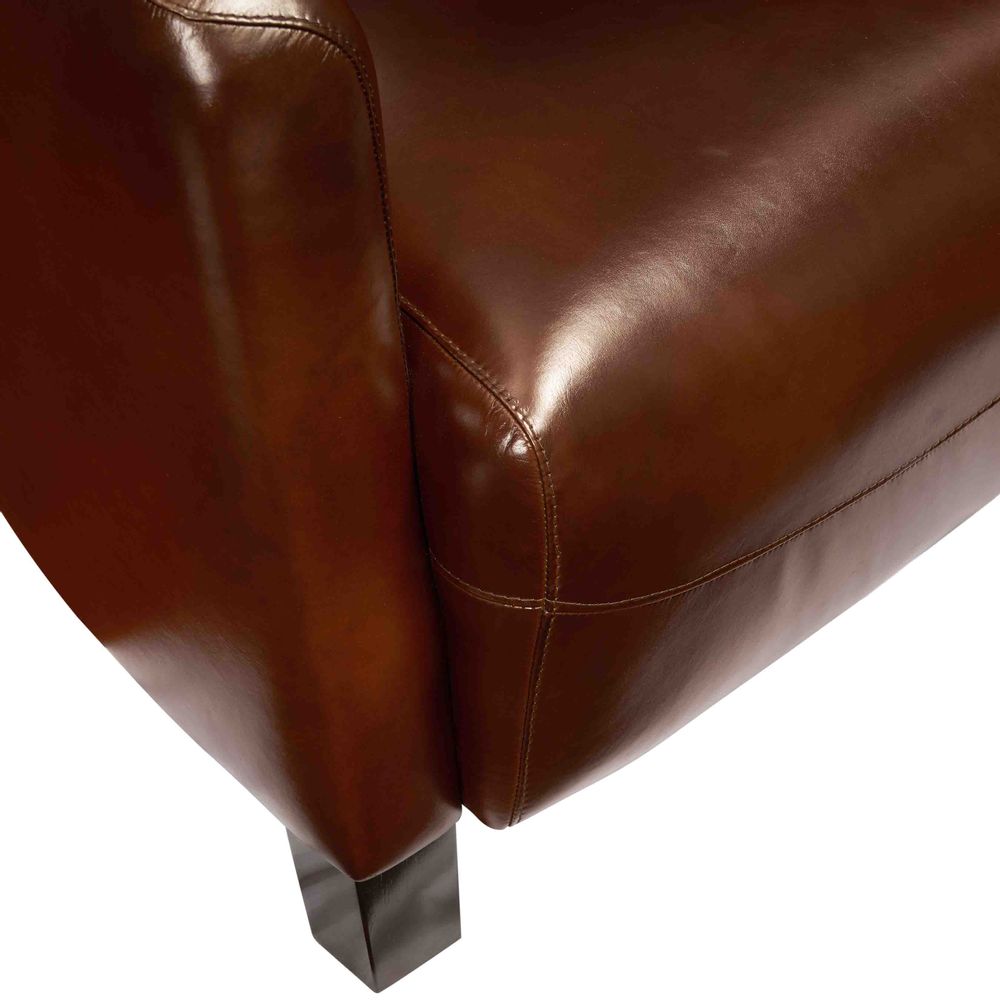 Assises pour bureau - Fauteuil Club BARQUETTE, cigare en cuir vintage - DE BEJARRY INTERNATIONAL