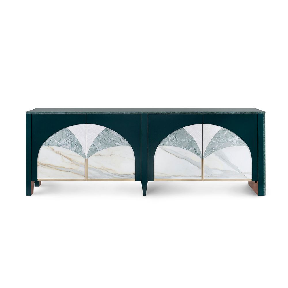 Buffets - Buffet Moderne Biloba, Marbre Calacatta, Fabriqué à la Main au Portugal par Greenapple - GREENAPPLE DESIGN INTERIORS