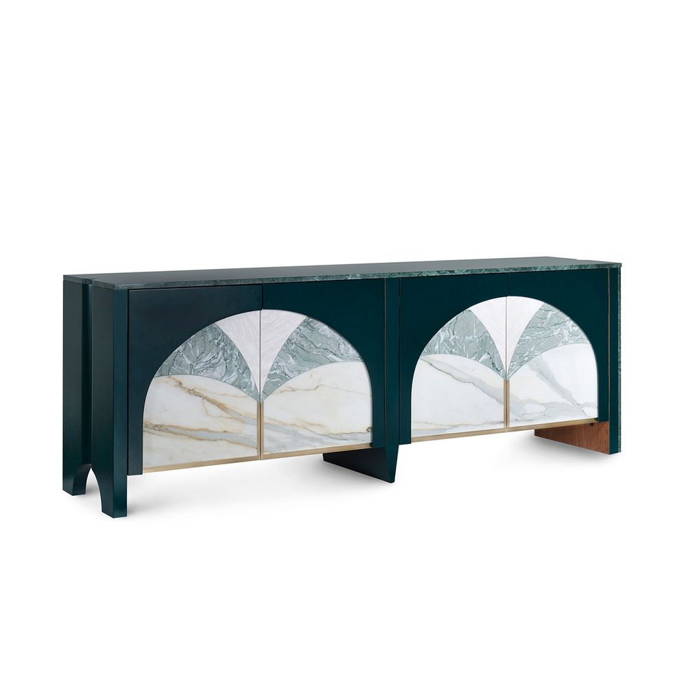 Buffets - Buffet Moderne Biloba, Marbre Calacatta, Fabriqué à la Main au Portugal par Greenapple - GREENAPPLE DESIGN INTERIORS