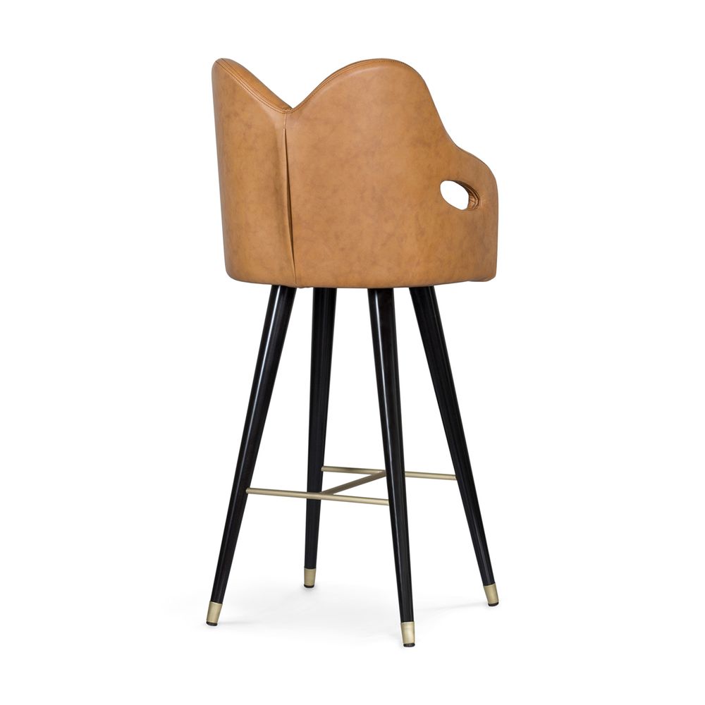 Chaises - Tabourets de Bar Mary Modernes, Cuir Caramel, Fabriqués à la Main au Portugal par Greenapple - GREENAPPLE DESIGN INTERIORS