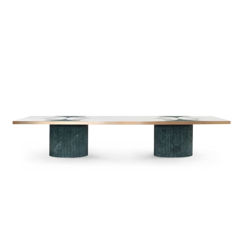 Tables Salle à Manger - Table de Salle à Manger Moderne Biloba, En Marbre, 12-places, Fabriquée à la Main au Portugal par Greenapple - GREENAPPLE DESIGN INTERIORS