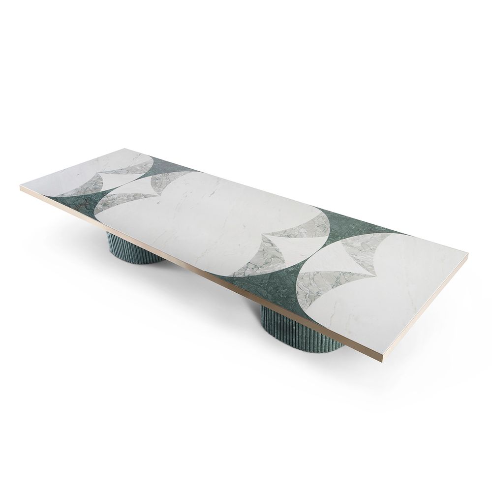Tables Salle à Manger - Table de Salle à Manger Moderne Biloba, En Marbre, 12-places, Fabriquée à la Main au Portugal par Greenapple - GREENAPPLE DESIGN INTERIORS