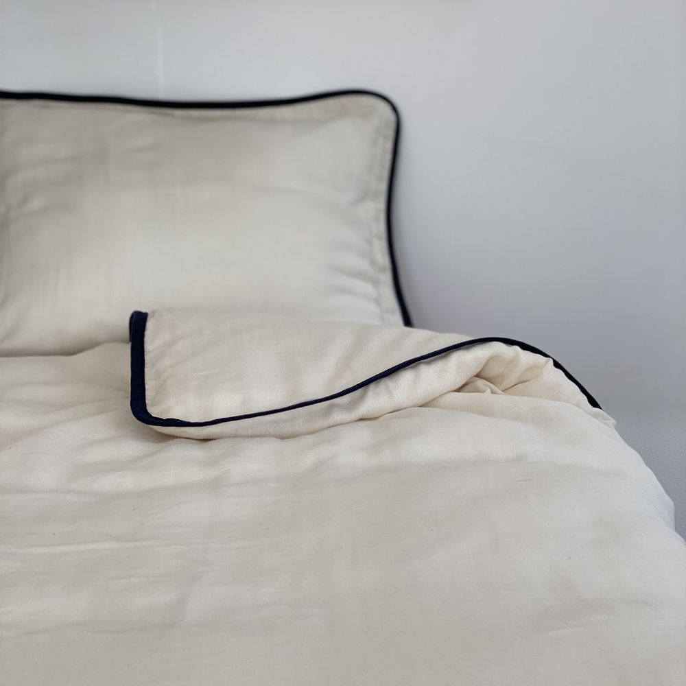 Linge de lit - NINA - Parure pour lit à barreaux bicolore. - BIHAN