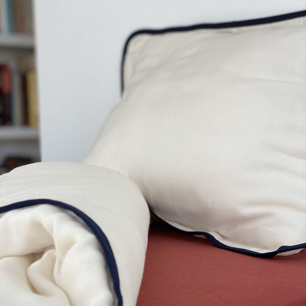 Linge de lit - NINA - Parure pour lit à barreaux bicolore. - BIHAN