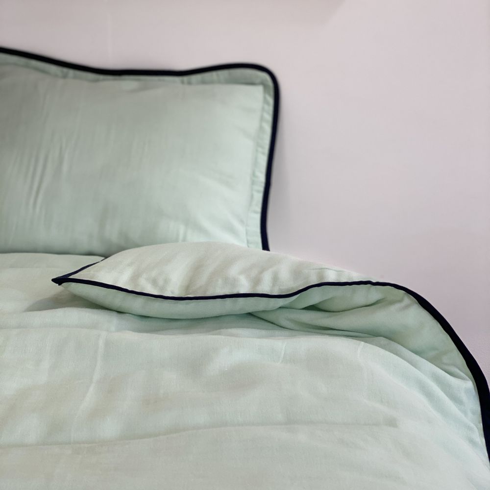Linge de lit - NINA - Parure pour lit à barreaux bicolore. - BIHAN