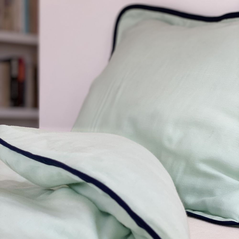 Linge de lit - NINA - Parure pour lit à barreaux bicolore. - BIHAN