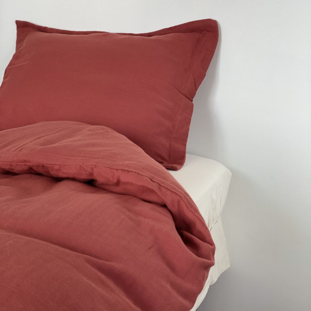 Linge de lit - ALICE - Parure pour lit à barreaux unie en double gaze de coton biologique - BIHAN