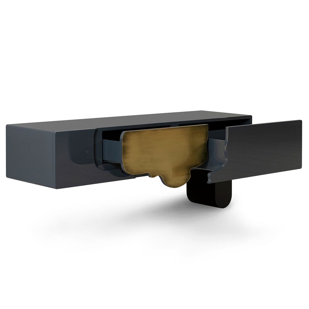 Console table - Modern Alma Console Table, Blue-Grey, Brass, Handmade in Portugal by Greenapple - GREENAPPLE DESIGN INTERIORS