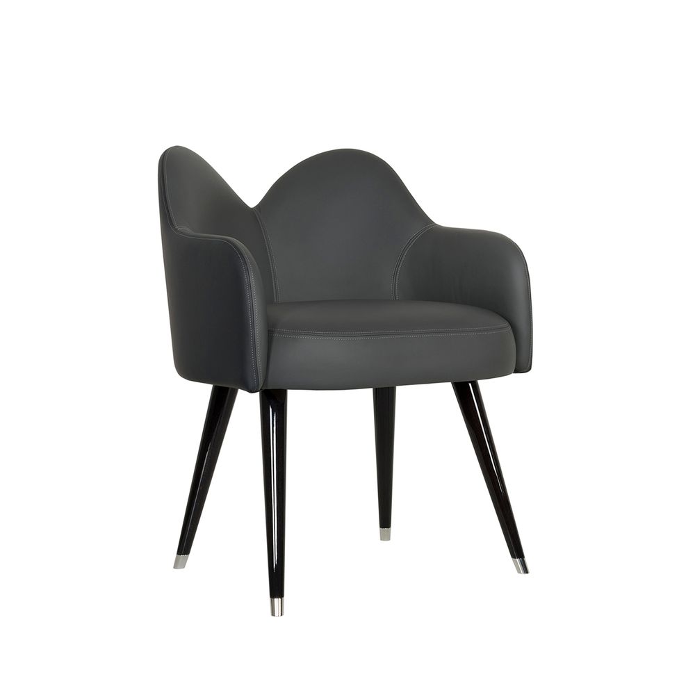 Chairs - Modern Mary Dining Chairs, Black Italian Leather, Handmade by Greenapple - GREENAPPLE DESIGN INTERIORS