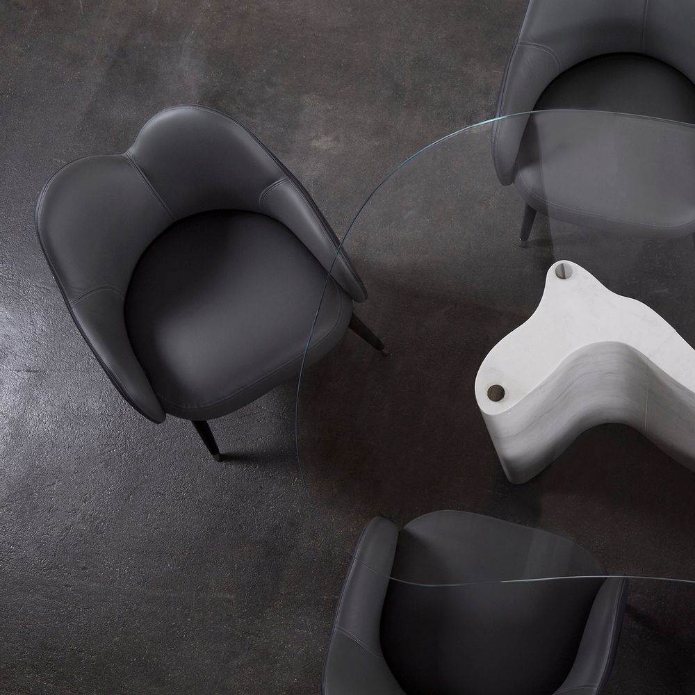 Chairs - Modern Mary Dining Chairs, Black Italian Leather, Handmade by Greenapple - GREENAPPLE DESIGN INTERIORS