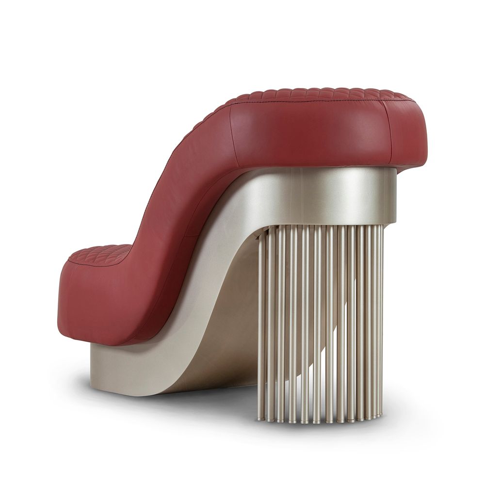 Sofas - Greenapple Armchair, Mons Armchair, Red Leather, Handmade in Portugal - GREENAPPLE DESIGN INTERIORS