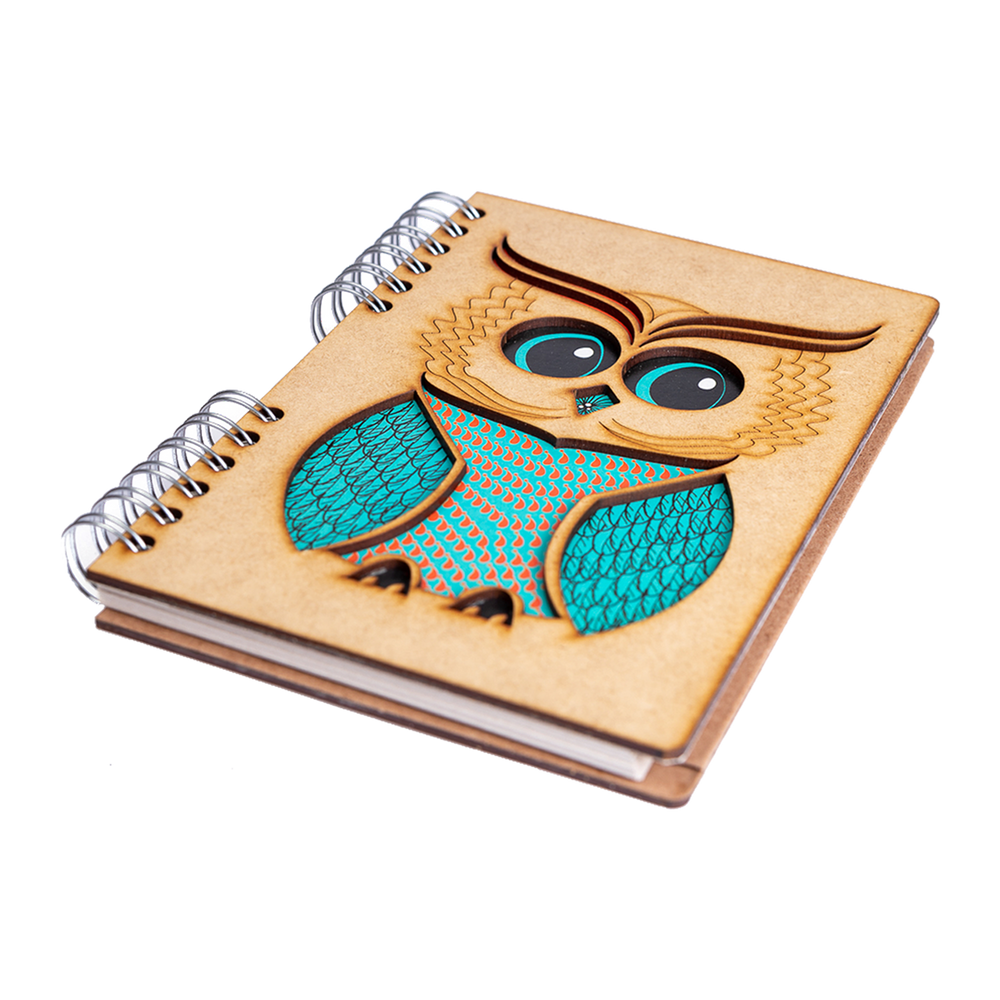 Stationery - Sustainable wooden notebook - recycled paper - OWL - KOMONI AMSTERDAM