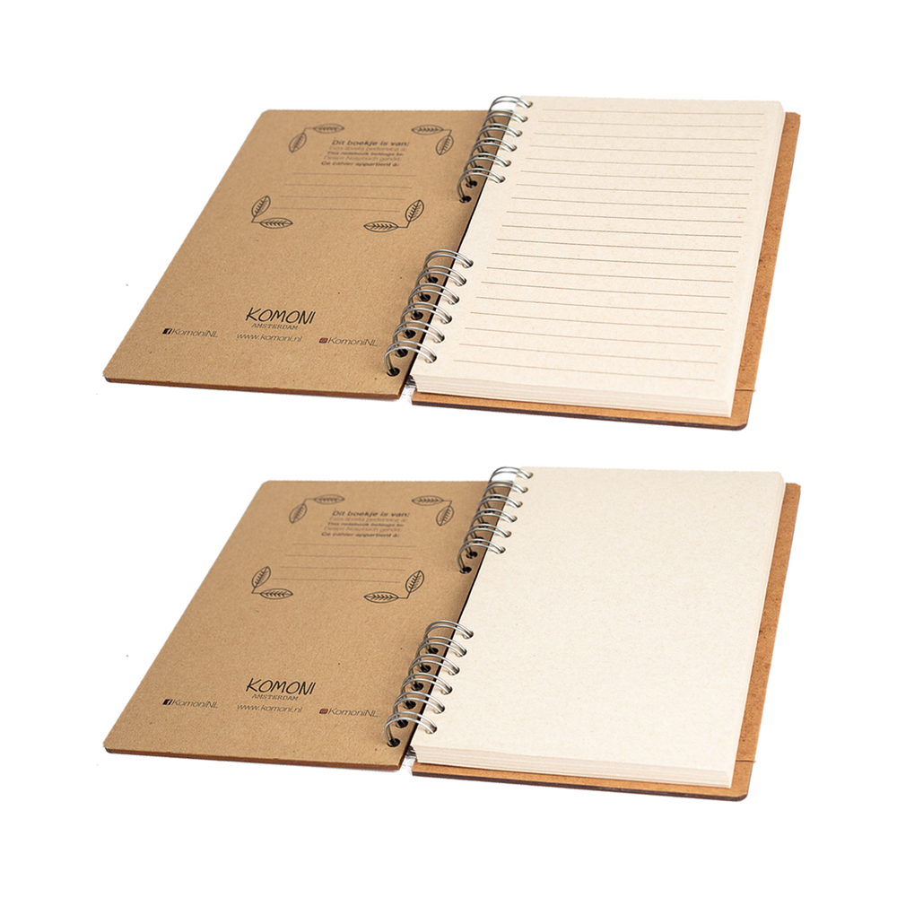 Stationery - Sustainable wooden notebook - recycled paper - OWL - KOMONI AMSTERDAM