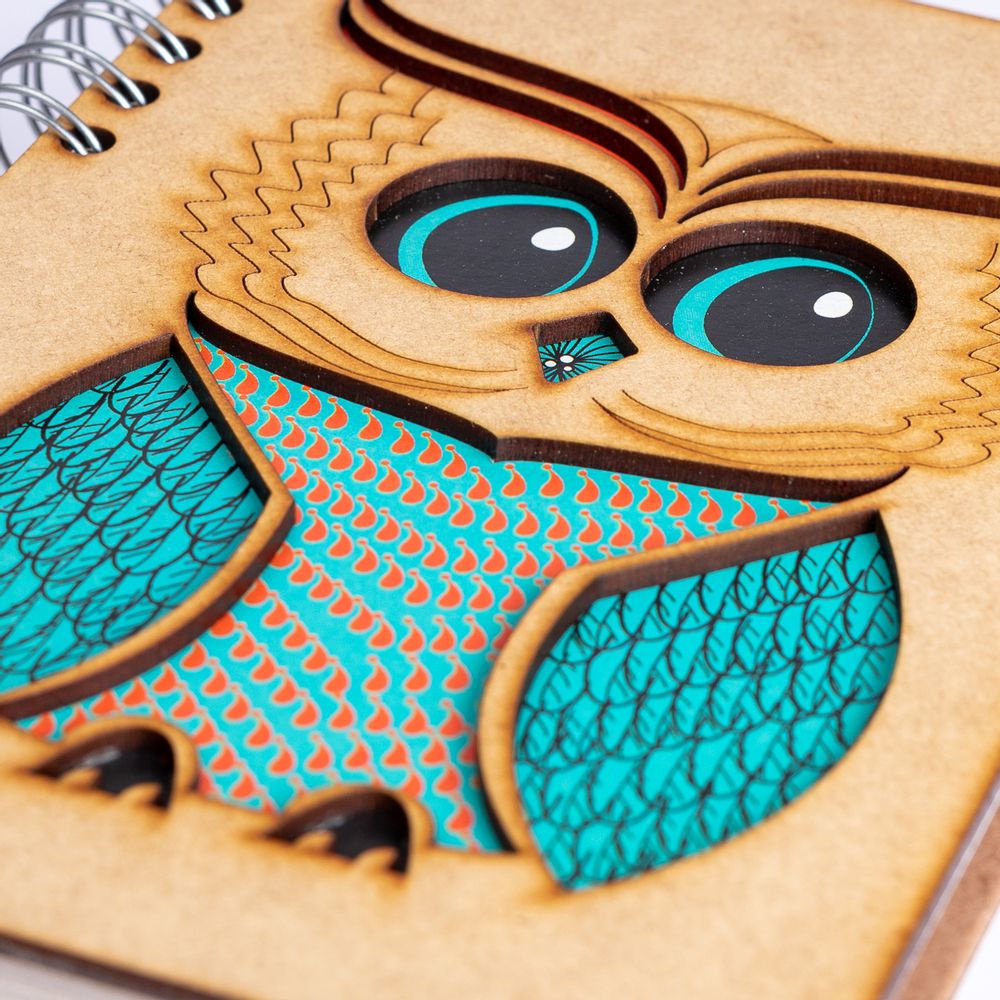 Stationery - Sustainable wooden notebook - recycled paper - OWL - KOMONI AMSTERDAM