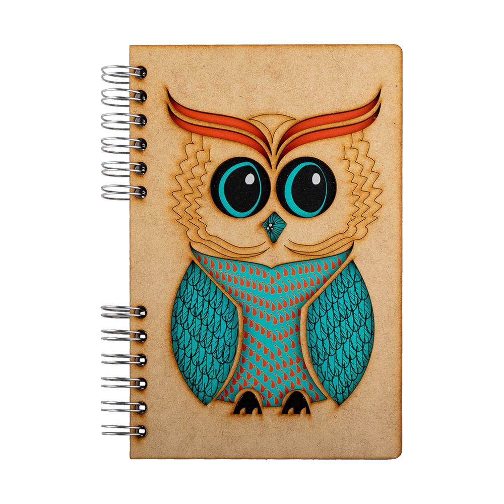 Stationery - Sustainable wooden notebook - recycled paper - OWL - KOMONI AMSTERDAM