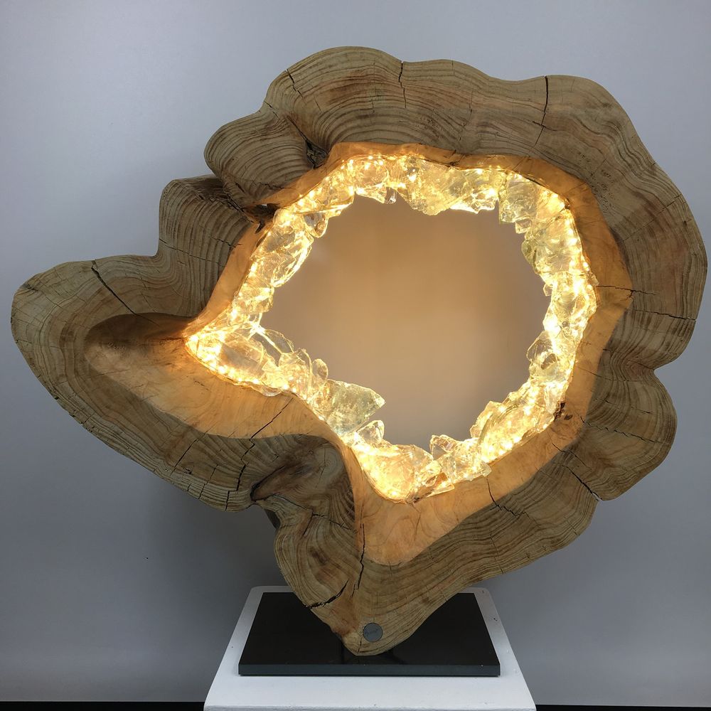 Sculptures, statuettes et miniatures - Anneau bois naturel , cercle, 50 cm , verre, lumière - ARANGO