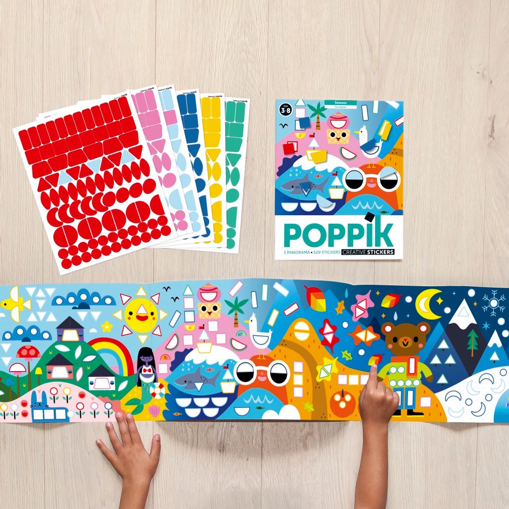 Children's arts and crafts - Decorative Poster + 520 Stickers THE SEASONS - POPPIK - BAYARD JEUNESSE