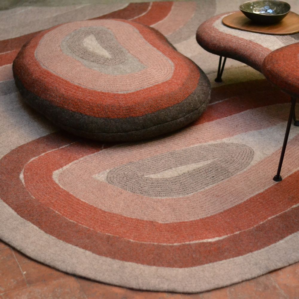 Fabric cushions - Large Handmade Wool Felt Bean Cushion - GHISLAINE GARCIN MAILLE&FEUTRE