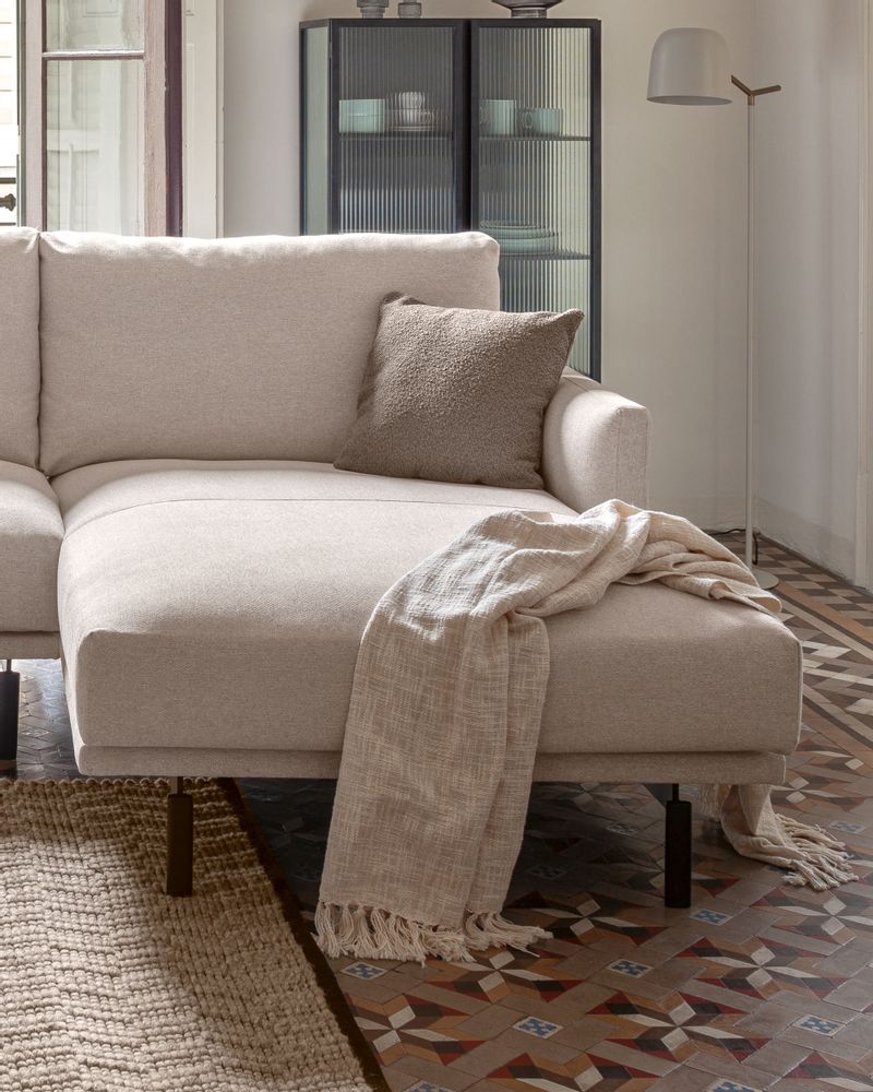Canapés pour collectivités - Canapé Galene 4 places avec méridienne gauche beige 314 cm - KAVE HOME