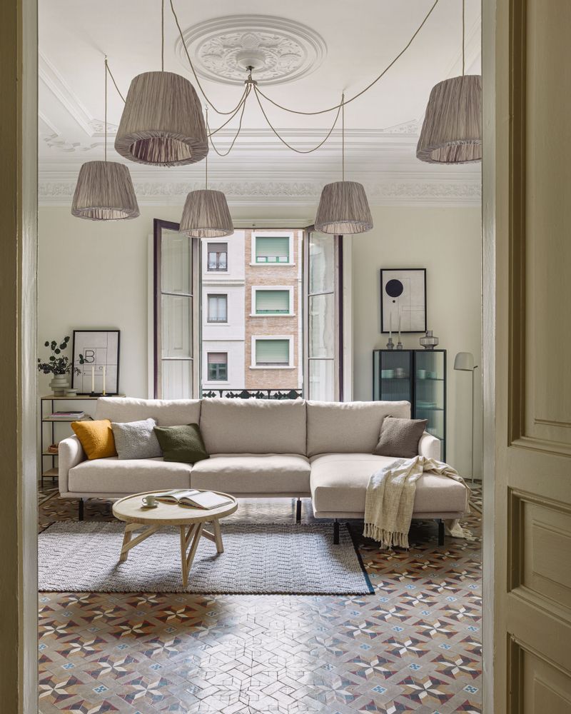 Canapés pour collectivités - Canapé Galene 4 places avec méridienne gauche beige 314 cm - KAVE HOME