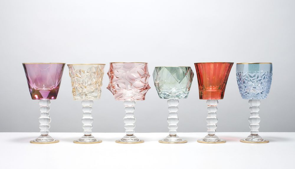 Crystal ware - SIX glasses for water, wine, juice - GRIFFE MONTENAPOLEONE MILANO