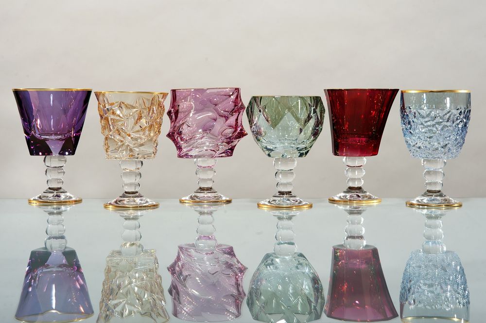 Crystal ware - SIX glasses for water, wine, juice - GRIFFE MONTENAPOLEONE MILANO