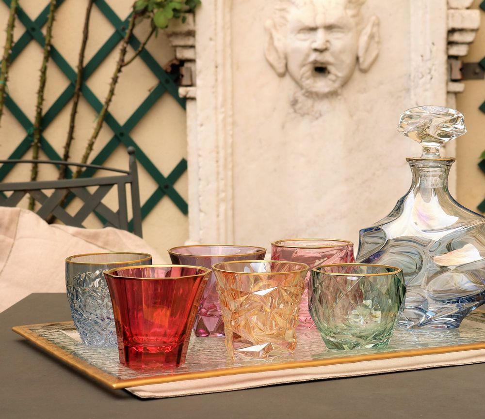 Crystal ware - SIX glasses for water, wine, juice - GRIFFE MONTENAPOLEONE MILANO