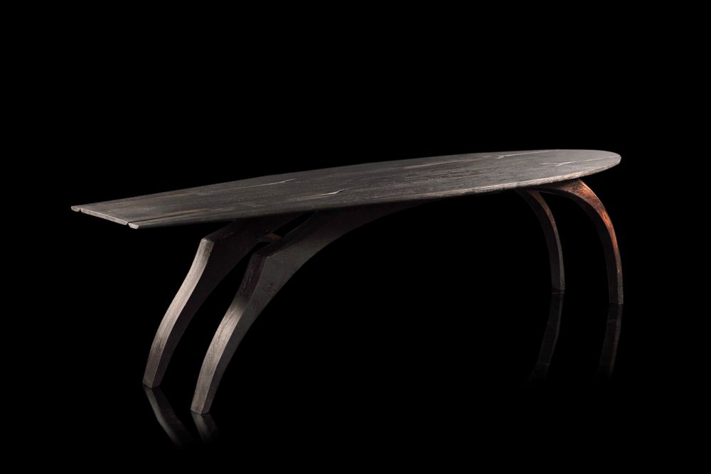Other tables - ‘Leap’ Table. Ebonized and flame scorched oak. Unique. - JONATHAN FIELD