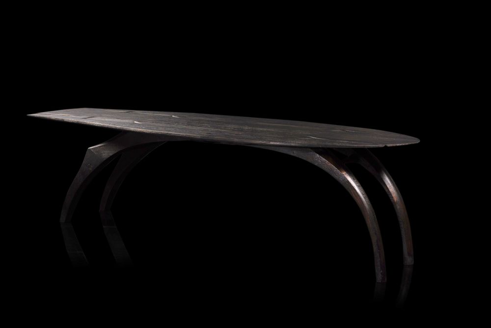 Other tables - ‘Leap’ Table. Ebonized and flame scorched oak. Unique. - JONATHAN FIELD