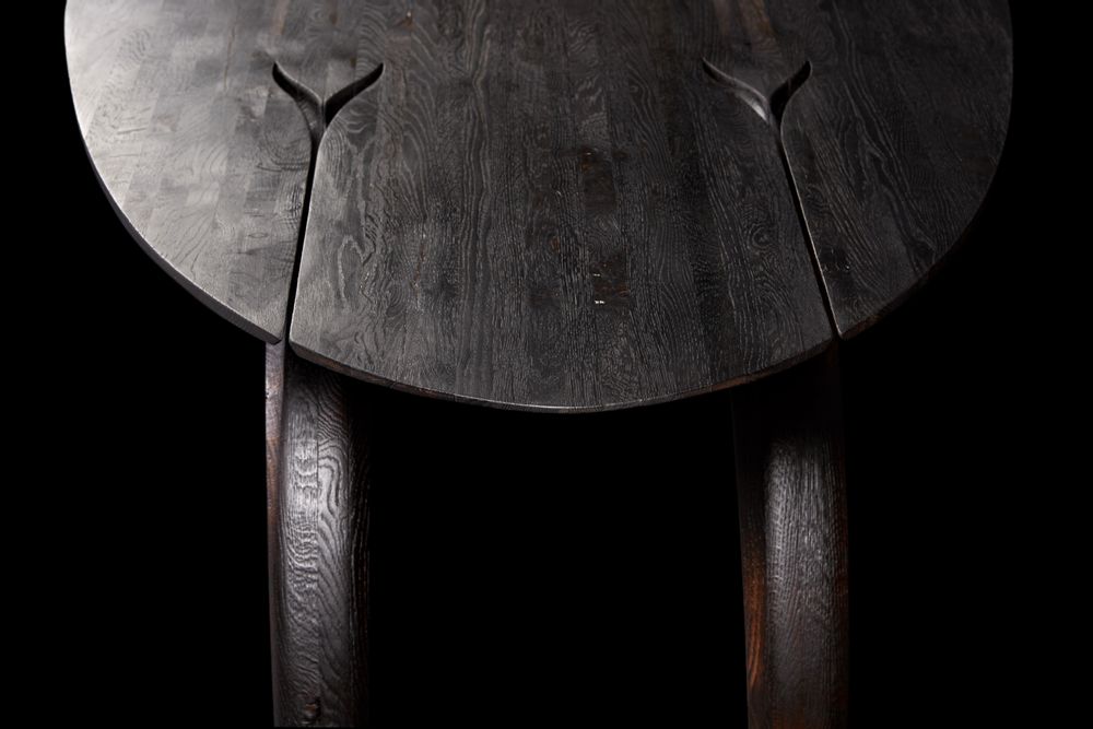 Other tables - ‘Leap’ Table. Ebonized and flame scorched oak. Unique. - JONATHAN FIELD