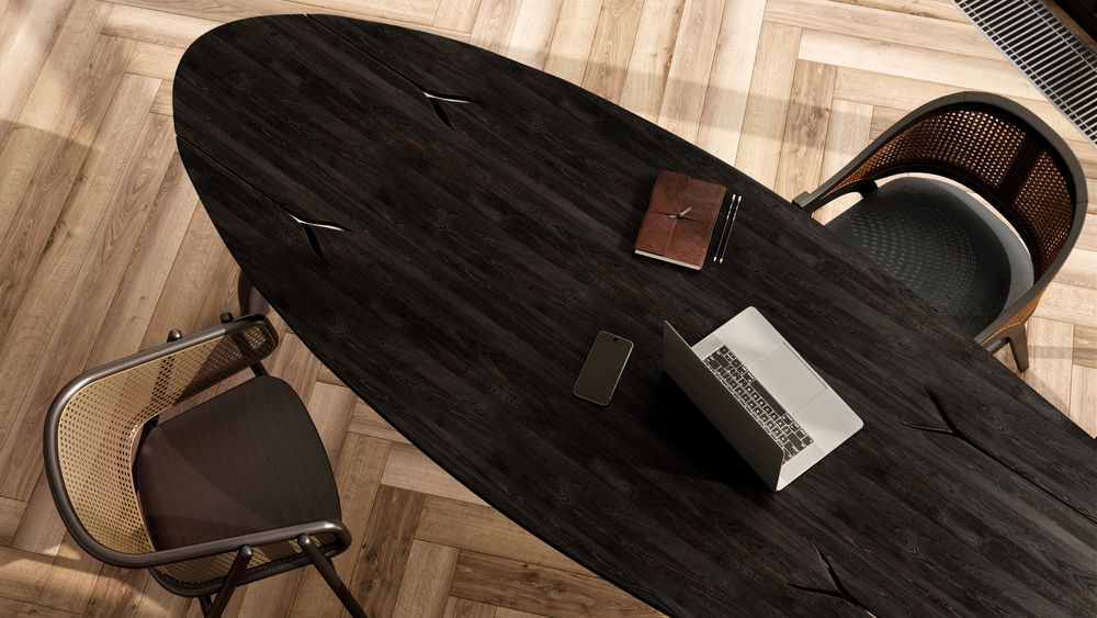 Other tables - ‘Leap’ Table. Ebonized and flame scorched oak. Unique. - JONATHAN FIELD