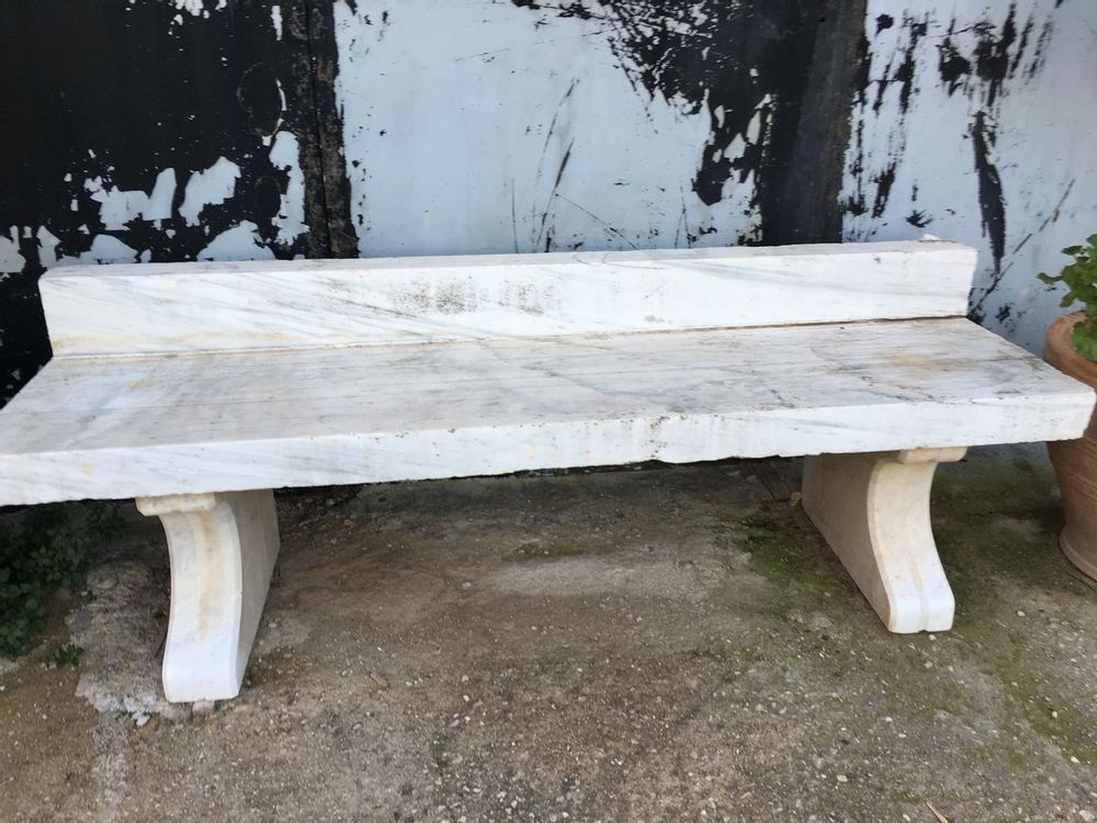 Outdoor decorative accessories - Bench, greek old white marble - SILO ART FACTORY
