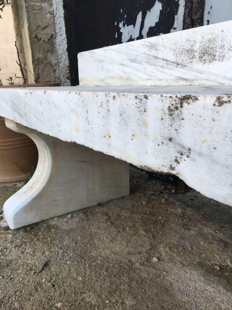 Outdoor decorative accessories - Bench, greek old white marble - SILO ART FACTORY