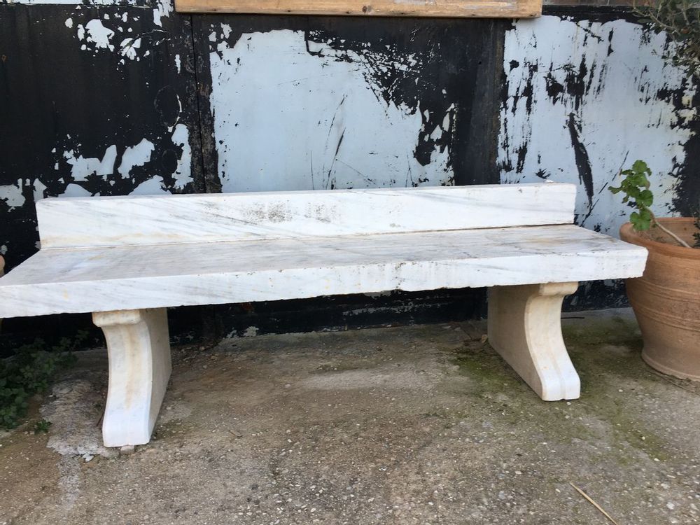 Outdoor decorative accessories - Bench, greek old white marble - SILO ART FACTORY