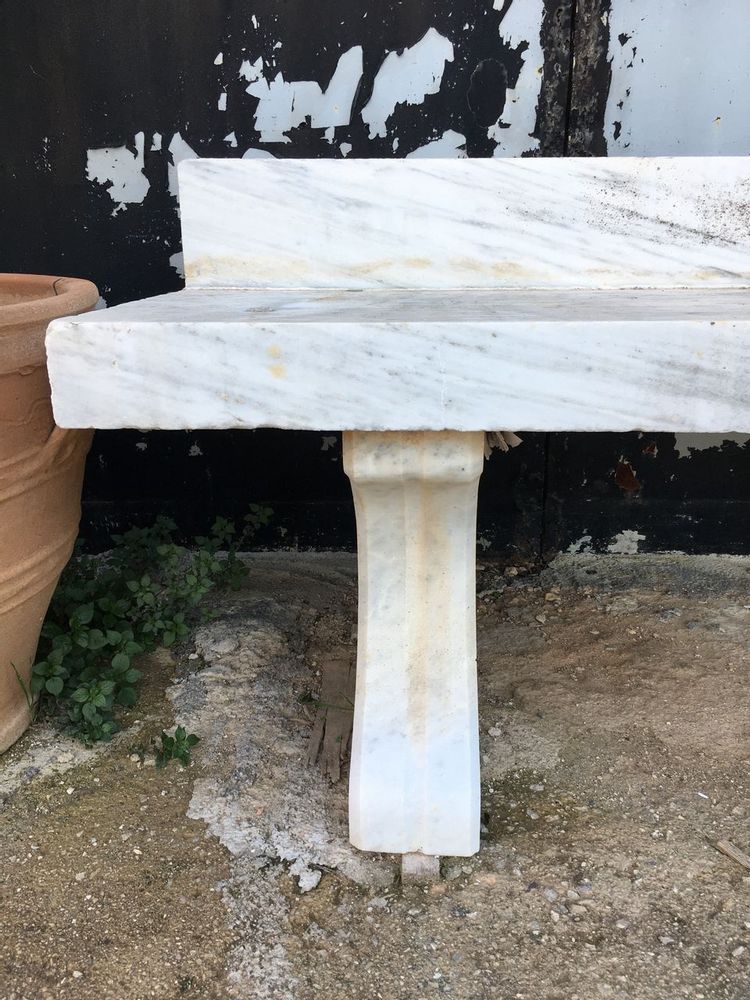 Outdoor decorative accessories - Bench, greek old white marble - SILO ART FACTORY