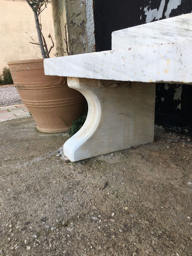 Outdoor decorative accessories - Bench, greek old white marble - SILO ART FACTORY