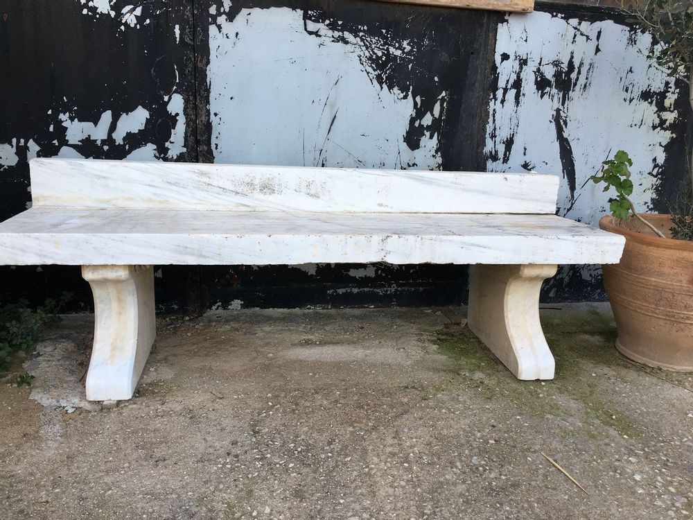 Outdoor decorative accessories - Bench, greek old white marble - SILO ART FACTORY